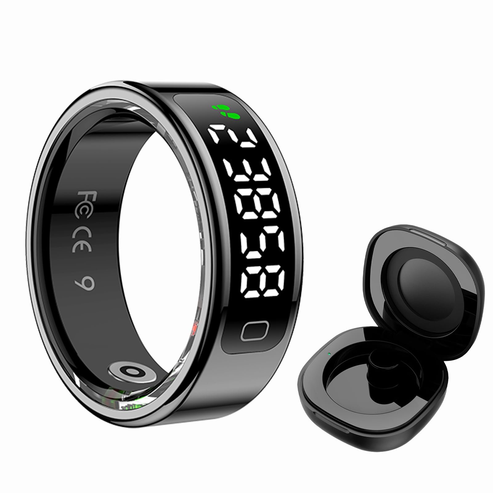 Smart Ring for Women Health Ring Fitness Tracker with Pedometer Heart Rate Monitor Screen Display Prayer Count No Subscription Fee for Android iOS