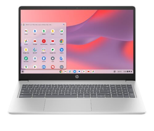 HP Chromebook 15a-nb0006na Intel® N N100 39.6 cm (15.6") HD 4 GB LPDDR5-SDRAM 128 GB UFS Wi-Fi 6 (802.11ax) ChromeOS Silver